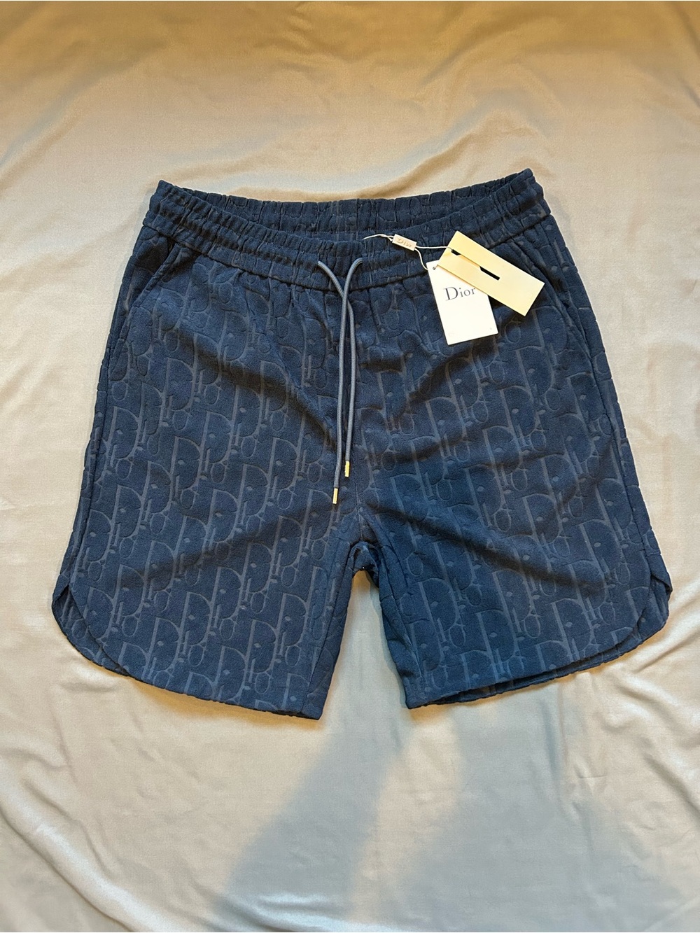 Dior Navy Monogram Jacquard Drawstring Shorts (BRAND NEW W TAGS)